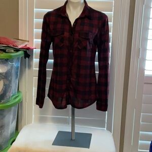 Urban Girl Nites Red and Black Plaid Button Down Shirt